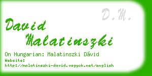 david malatinszki business card