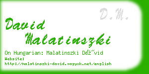 david malatinszki business card